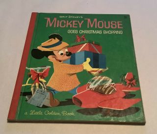 Vintage Little Golden Book Mickey Mouse Goes Christmas Shopping 1953 Disney