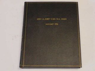 Book To Celebrate The Career Of Miss J.  A.  Kirby O.  B.  E. ,  M.  A.  (oxon) At Blackheath
