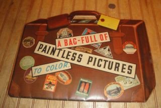 Vintage 1939 Bagful Of Paintless Pictures Paint With Water Children 