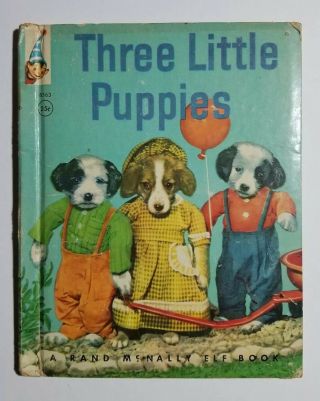 Three Little Puppies Rand Mcnally Elf Book - 1951 Real Live Animal Book