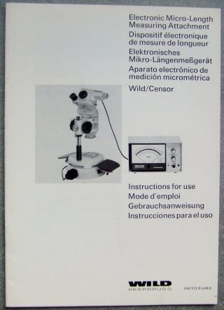 Wild Heerbrugg Electronic Micro - Length Measuring Instructions In 4 Languages