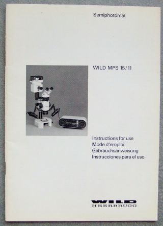 Wild Heerbrugg Mps 15/11 Semiphotomat Microscope Instructions In 4 Languages