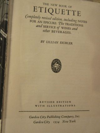 The Book of Etiquette by Lillian Eichler Revised Edition 1934 3