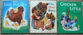 3 Vintage Little Golden Books The Three Bears,  Chicken Little,  Little Red Hen