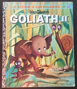 Vg 1959 “a” Edition Little Golden Book Walt Disney Goliath Ii Elephant Bill Peet