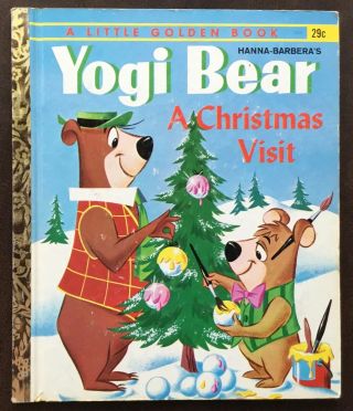Vg 1961 “b” Ed Little Golden Book Yogi Bear Christmas Visit Quentin Hyatt