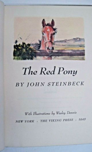 THE RED PONY by John Steinbeck; illustrated by Wesley Dennis,  1945 3