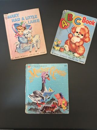Vintage Kids Books (3) Mother Goose Abc Mary Had A Little Lamb