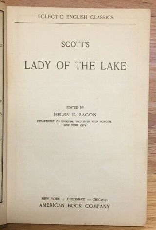 Scott ' s Lady Of The Lake by Walter Scott 1910 HC 2