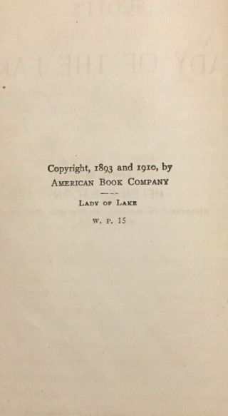 Scott ' s Lady Of The Lake by Walter Scott 1910 HC 3
