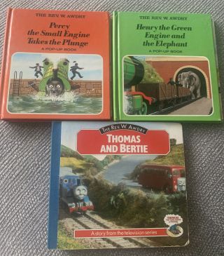 3 Vintage 1984 Thomas The Tank Engine Books (2 Pop Ups).  The Rev.  W.  Awdry.  22