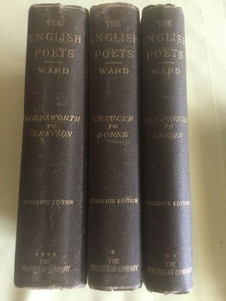 Rare 1898 Three Books On English Poets By Thomas Ward No Res