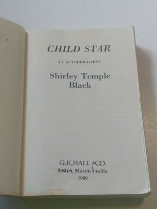 Shirley Temple Autobiography ' Child Star ',  Large Print,  First Edition 2
