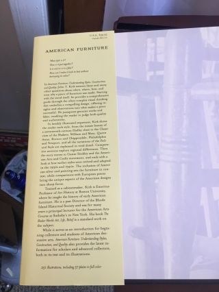 John T KIRK / American Furniture Understanding Styles Construction 1st ed 2000 2