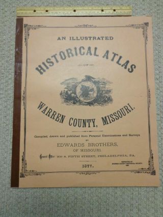 1989 Reprint Of 1877 Illustrated Historical Atlas Of Warren County,  Missouri Mo