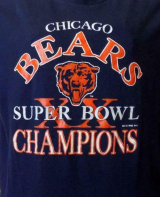 Vintage Chicago Bears Bowl Xx Champions T Shirt Xl