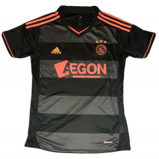 Ajax Amsterdam Football Club Adidas Black Short Sleeve Soccer Jersey Mens Small
