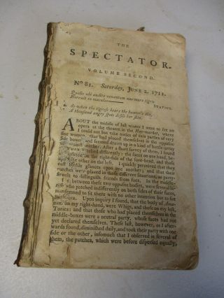 Joseph Addison,  The Spectator Vol.  2,  18th Century Book