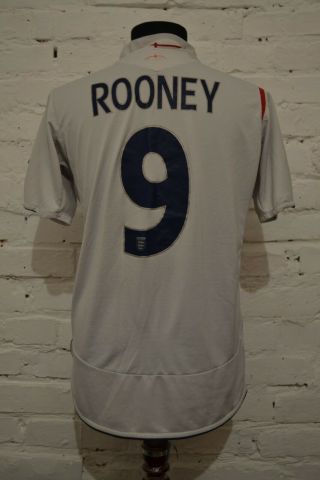 Vintage England 2005/2007 Football Shirt Soccer Jersey Home Umbro Sz M 9 Rooney
