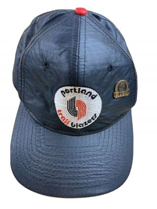 Vintage Portland Trailblazers Hat Ball Cap Black 1992 Conf Champs Pin Adjust