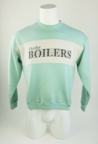 Vintage 1980s Purdue Boilermakers Green Pistachio Crewneck Sweatshirt Large