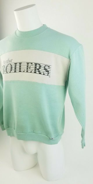 Vintage 1980s Purdue Boilermakers Green Pistachio Crewneck Sweatshirt Large 3