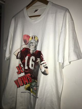 Vtg 80 - 90s Sf 49ers Graphic Tee T Shirt Joe Montana Knows Big Logo Single Stitch