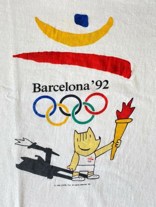 Vintage 90s Usa Training Center 1992 Barcelona Olympics Mascot Shirt Mens L Rare