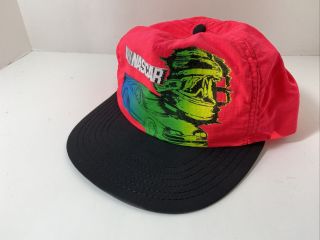 Vintage Neon Nascar Racing Hat Cap Made In Usa Snapback 90 