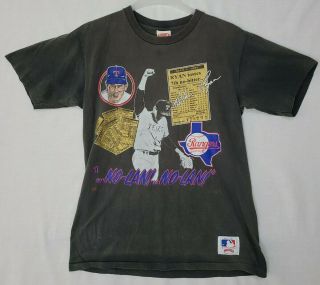 Vtg 90s Nutmeg Nolan Ryan 7th No Hitter No - Lan Texas Rangers L Faded Shirt (d2)