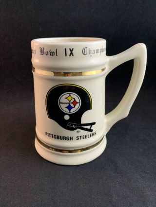 Vintage 1974 Pittsburgh Steelers Bowl Ix Champions Ceramic Stein Mug