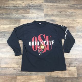 Vintage 90s Ohio State Buckeyes Osu Long Sleeve T Shirt Mens Xl Brutus Columbus