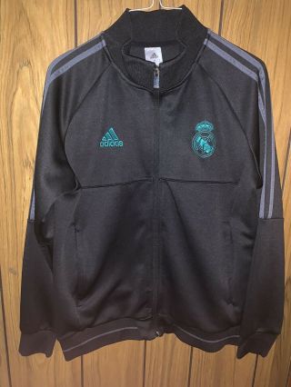Adidas Soccer Real Madrid 3 - Stripes Track Jacket Size S Black