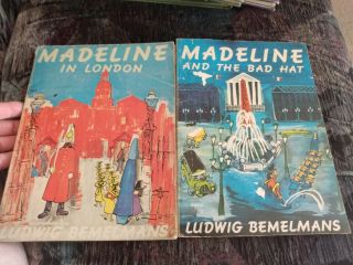 Madeline In London (1973) & Madeline And The Bad Hat (1956) - 2 Old Books