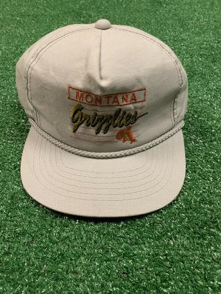Vintage 90s Montana Grizzlies Rope Strapback Cap Hat Ncaa Snapback Rare