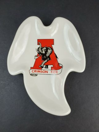 Vintage Alabama Football Crimson Tide Elephant Logo Ceramic Ashtray Coin Tray