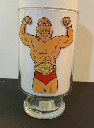 Vintage Wwf Hulk Hogan Hulkamania Large Wrestling Glass Vgc