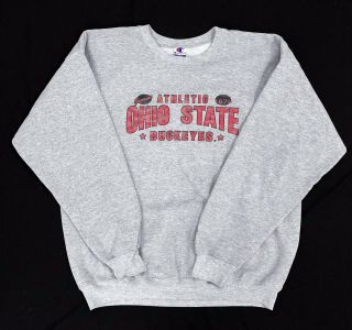 90’s Champion Ohio State Buckeyes Adult L Large Sweatshirt Gray Osu Vintage