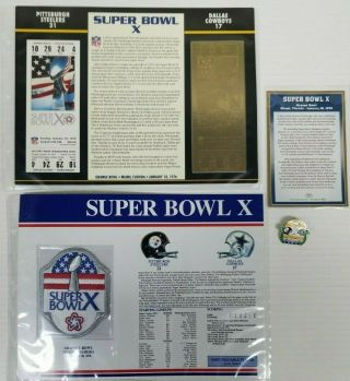 Bowl 10 Steelers/cowboys Jan.  18,  1976 Lot;patch,  Pin,  Gold Ticket