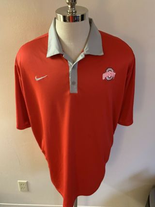 Mens Nike Ohio State Buckeye Game Day Polo Shirt 2xl Dri Fit $75