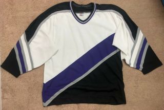 Los Angeles White Purple Black Silver Blank Ccm Hockey Jersey Large