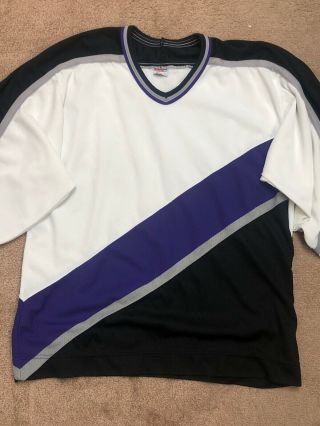 Los Angeles White Purple Black Silver Blank CCM Hockey Jersey Large 2