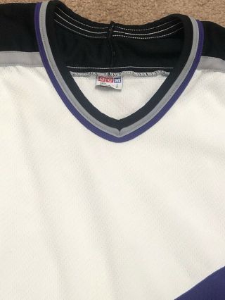 Los Angeles White Purple Black Silver Blank CCM Hockey Jersey Large 3