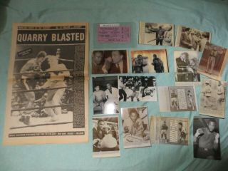6/23/1969 Full Ticket - " Joe Frazier Vs Jerry Quarry " - & 13 " X20 " Poster - & 14 Photos