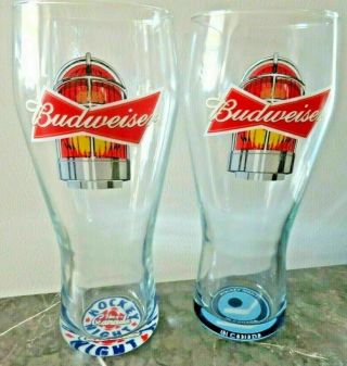 2 Budweiser Limited Edition Vancouver Canucks Red Light Goal Glass Nhl Rare