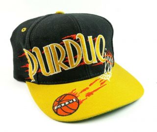 Vtg 90s Purdue Boilermakers Basketball Spell Out Snapback Hat College