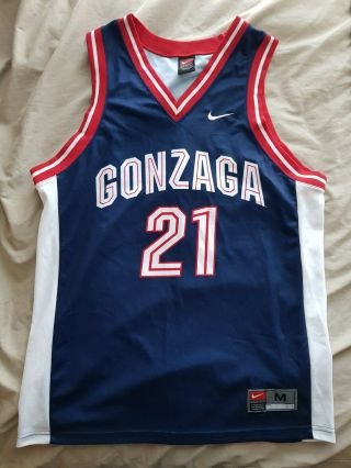 Vintage Gonzaga Bulldogs Mens Basketball Jersey Nike Size Medium 21 Dan Dickau