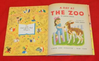 VINTAGE LITTLE GOLDEN BOOK 324 A DAY AT THE ZOO D EDITION 1954 VG COND 3