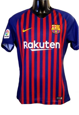 Euc Authentic Sz Medium M Nike Fc Barcelona Home Jersey 894430 - 456 Soccer Futbol