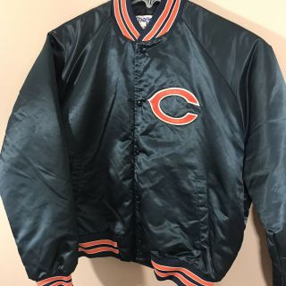 Vintage 90s Chicago Bears Nylon Bomber Jacket Nfl Stitched Logo Size Large